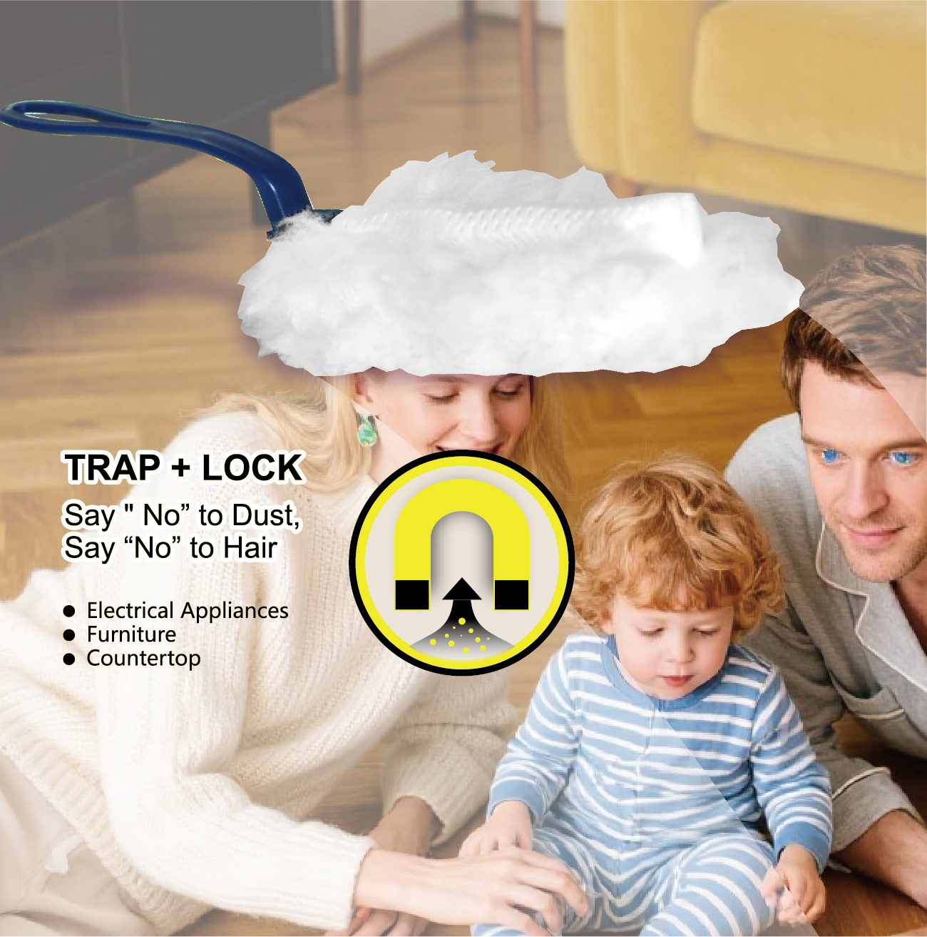 Round Fluffy Duster   (5refills + 1handle)